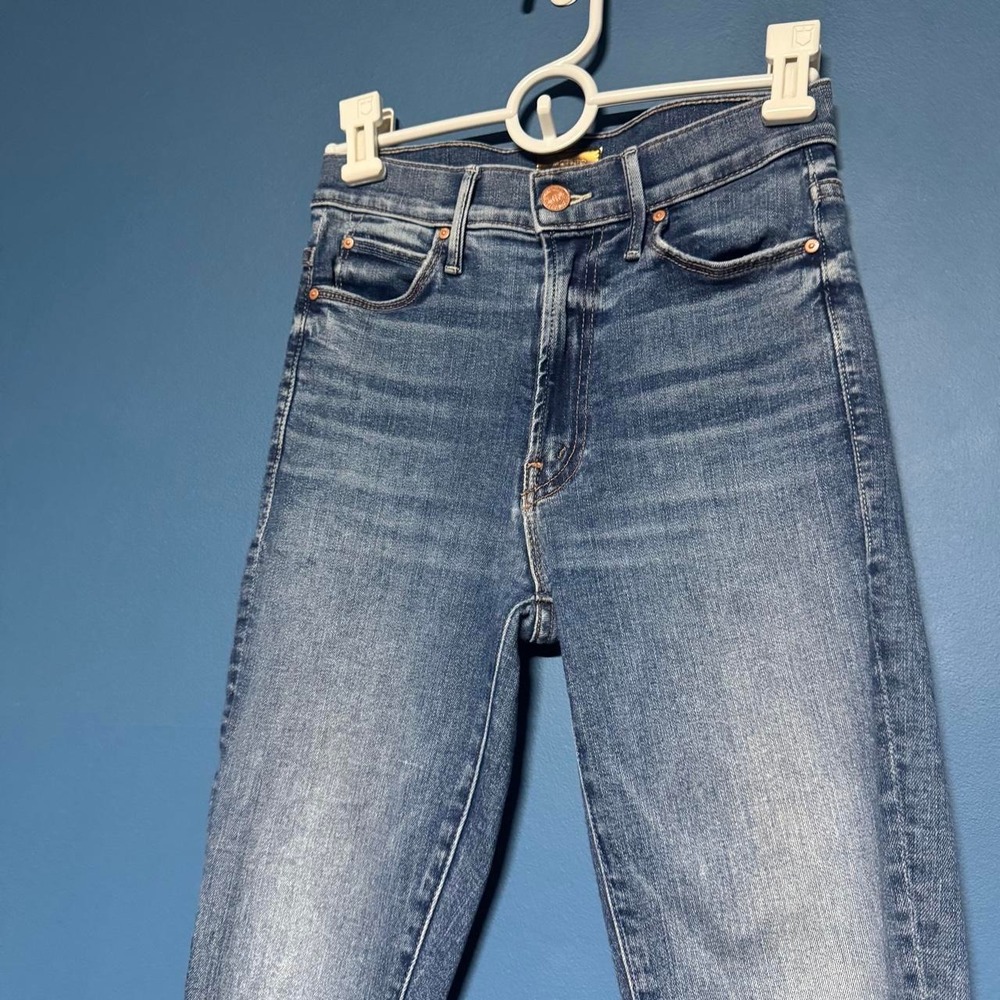 Mother The Stunner Zip Ankle Step Fray Jeans Women's Size 25 Light Wash Skinny - Picture 4 of 8